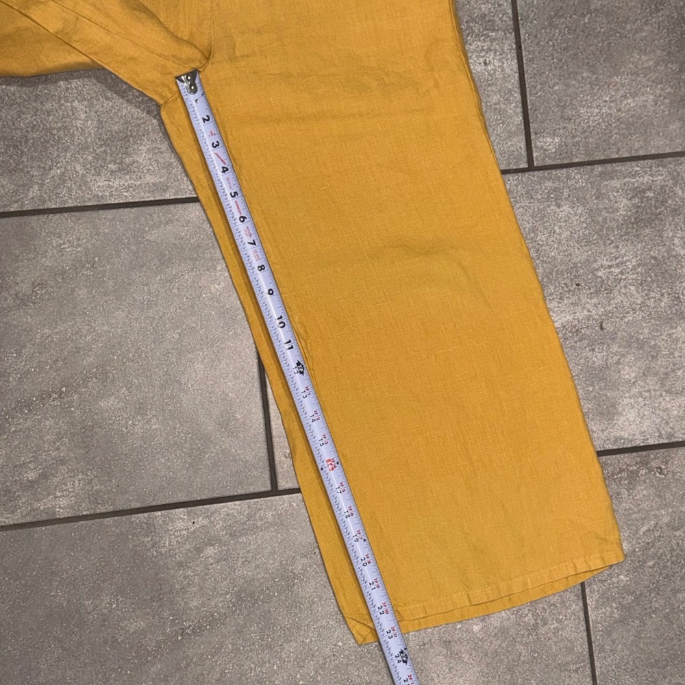 J.Jill Love Linen Pants Womens XS Petite Mustard Yellow Excellent Wide Leg Crop - Picture 9 of 10